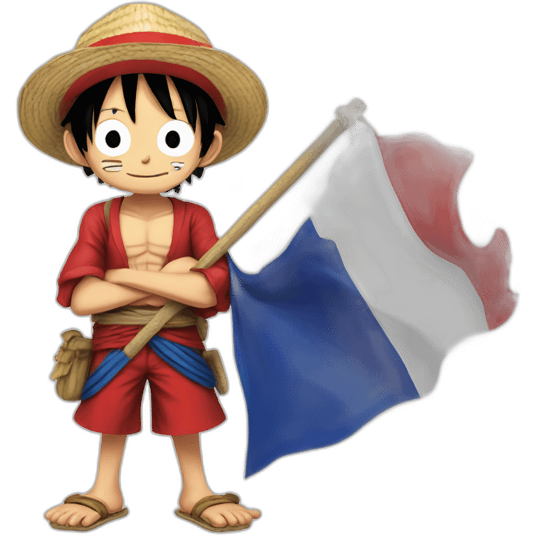 monkey d luffy holding french flag emoji