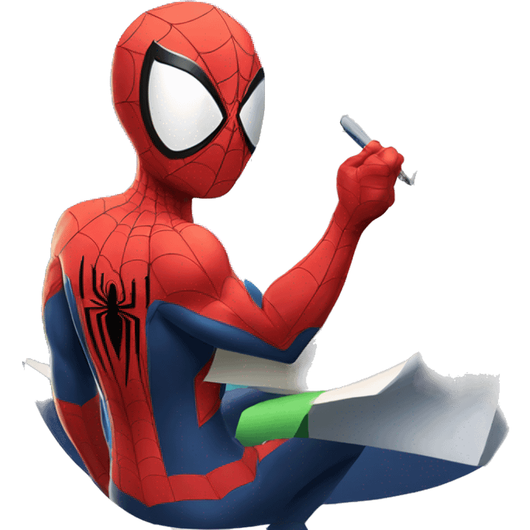 Spiderman with a to-do list in his hands emoji