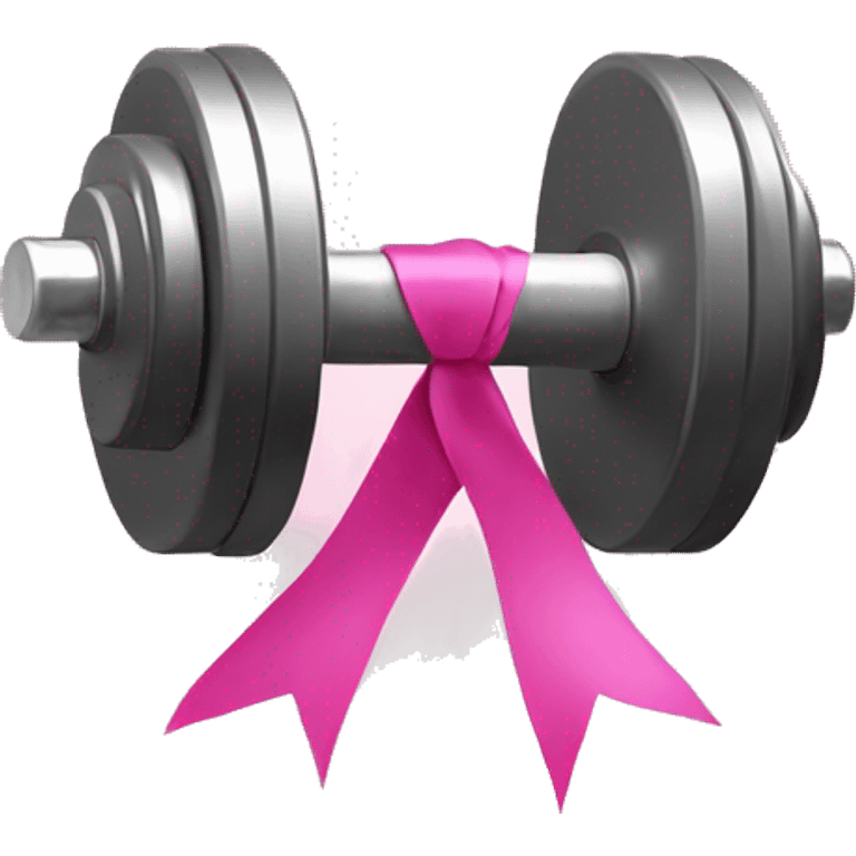 dumbbell with pink ribbon emoji