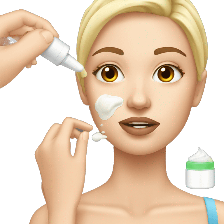 white girl applying cream on face emoji