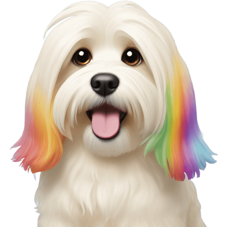 Cream colored havanese with RAINBOW TAIL only emoji