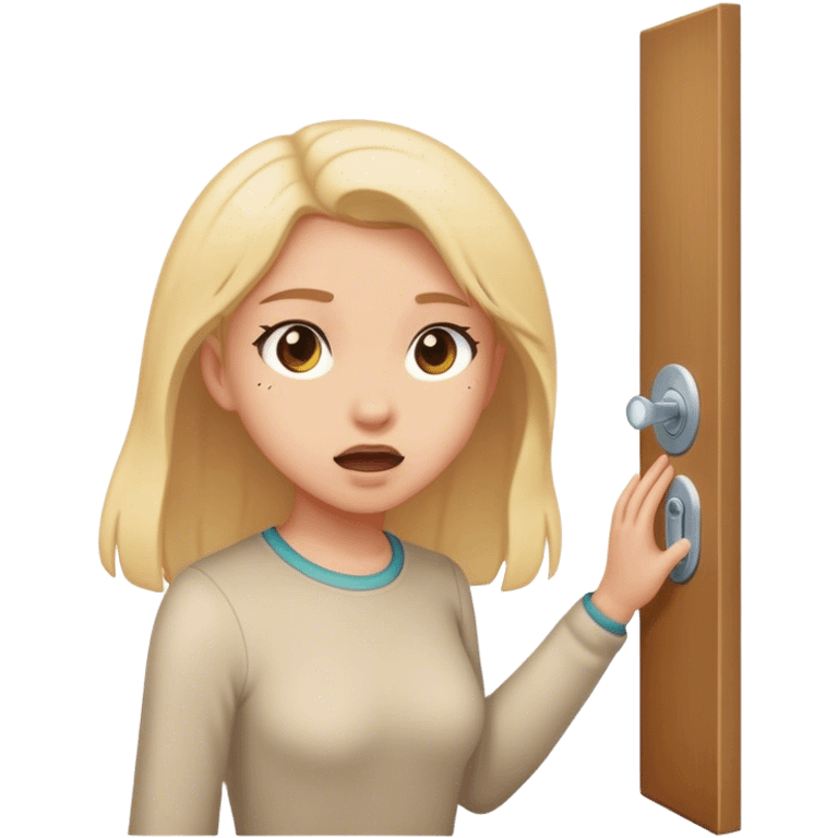 Knock knock with a girl knocking emoji