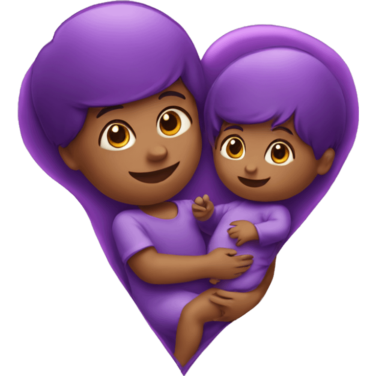 purple heart with baby emoji