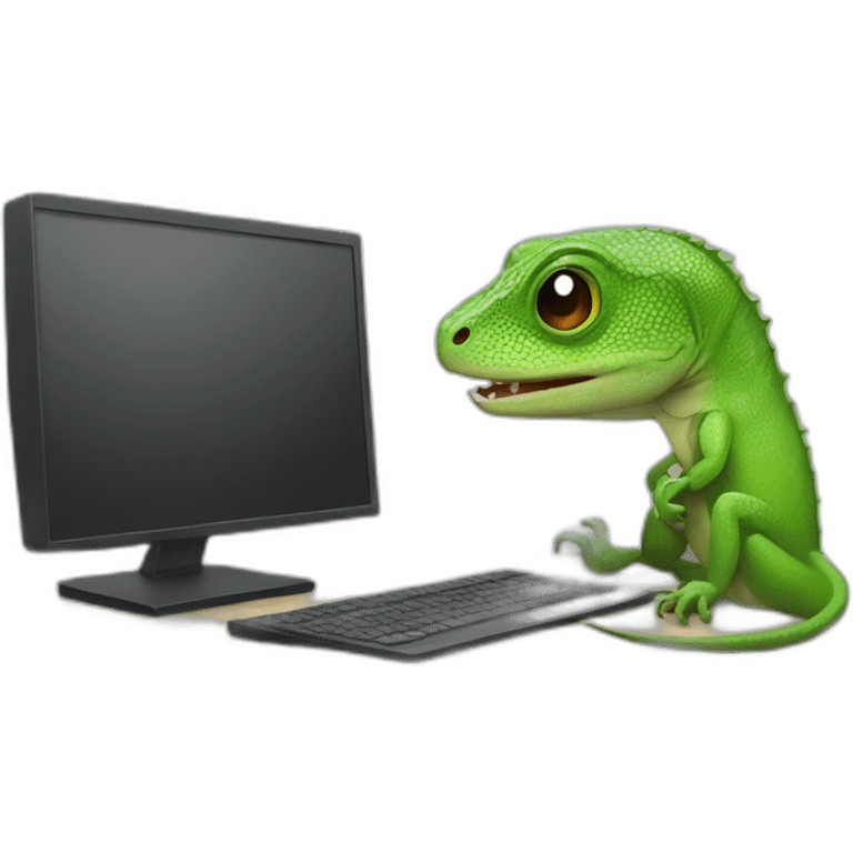 Lizard working on a computer emoji