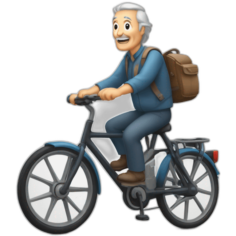 un vieil homme sur un vélo électrique emoji