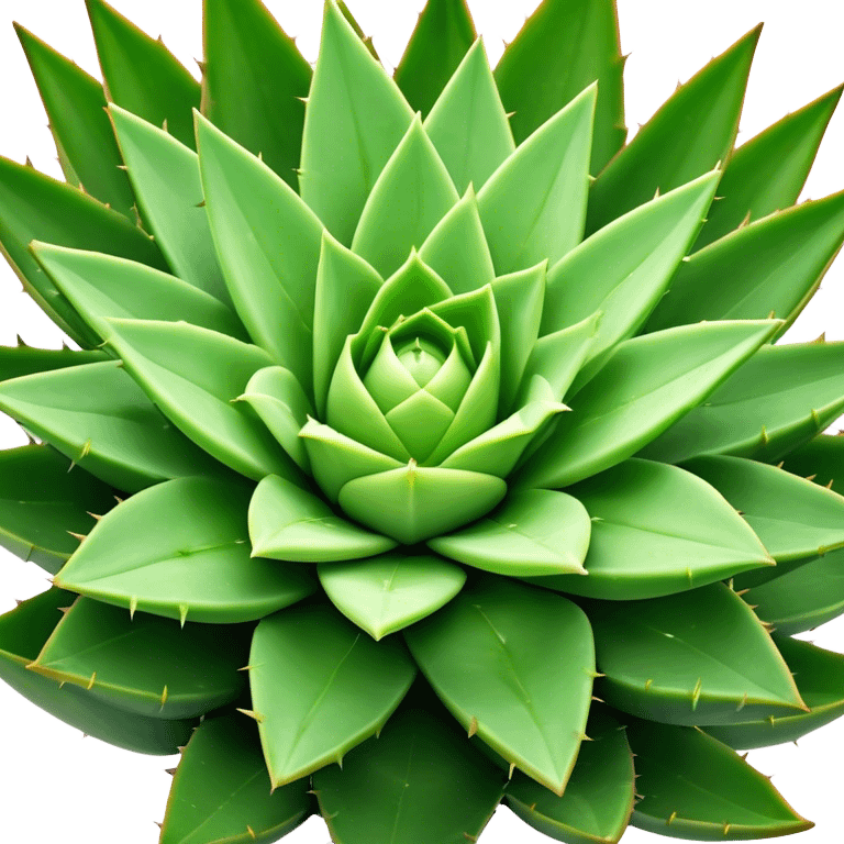 Cinematic Realistic Aloe Vera Emoji, Plump and succulent, with thick, fleshy leaves arranged in a star-like rosette. The vibrant green leaves have a slightly spiky texture, exuding a sense of resilience and healing. Soft glowing outline, capturing the essence of natural wellness and desert vitality in a flourishing aloe vera plant! emoji