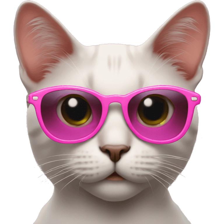 A cat with pink sunglasses and looks like a baddie  emoji