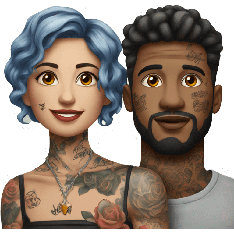 Romantic movie theater date for beautiful tattooed couple emoji