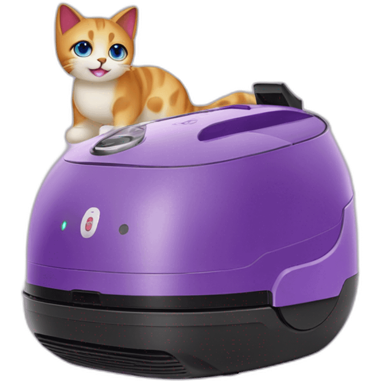 virgo glory purple cat on a robot vacuum cleaner emoji