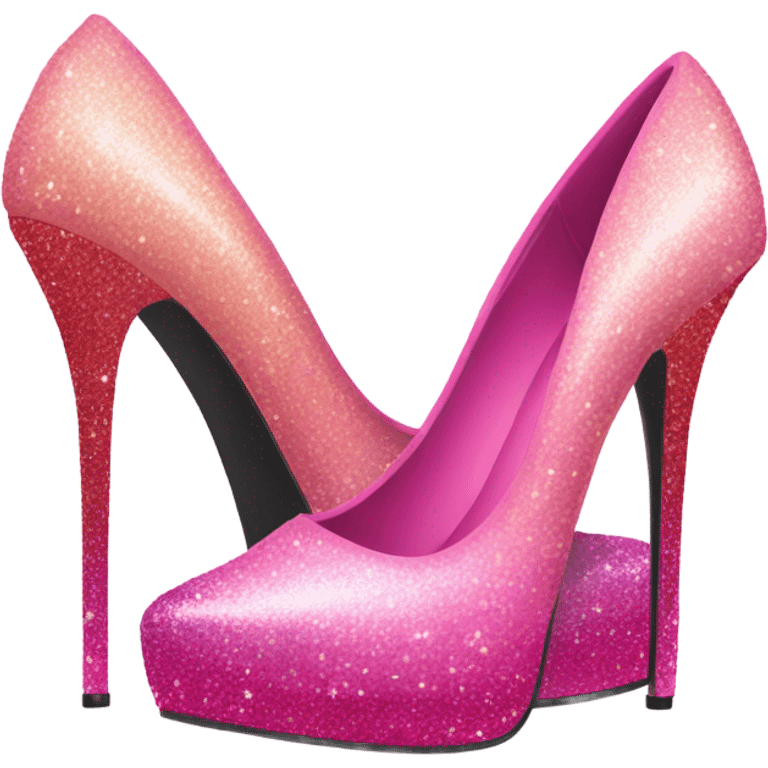 Pink ombre 9in high heels with glitter emoji