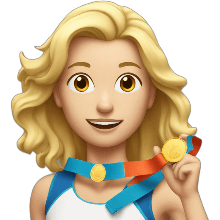 blonde with running medal emoji