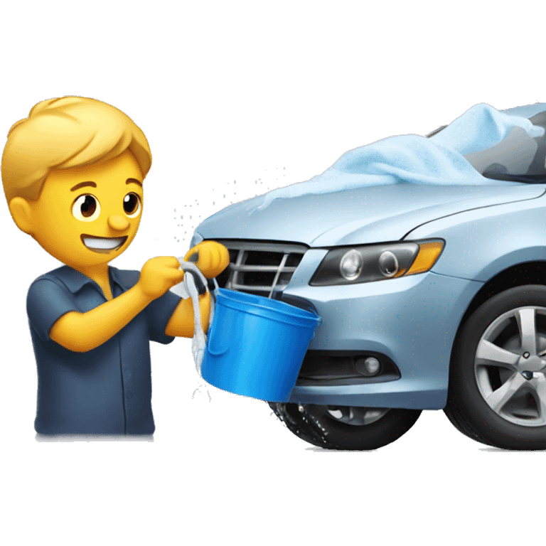 man washing a car with a bucket emoji