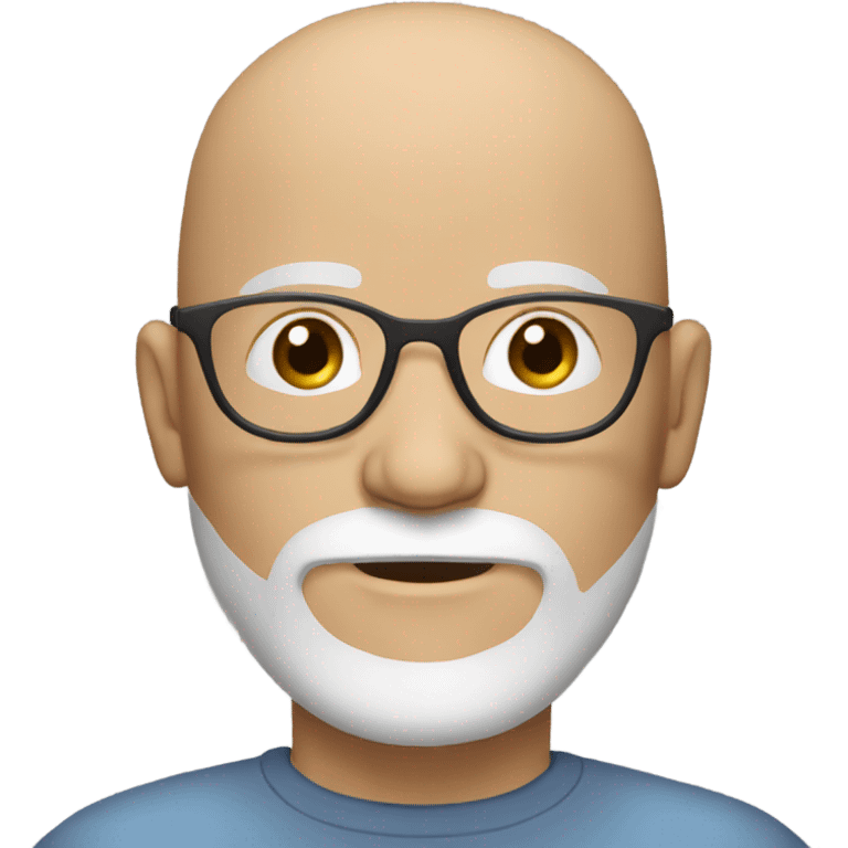 White male with glasses, bald, with a long white and gray beard emoji