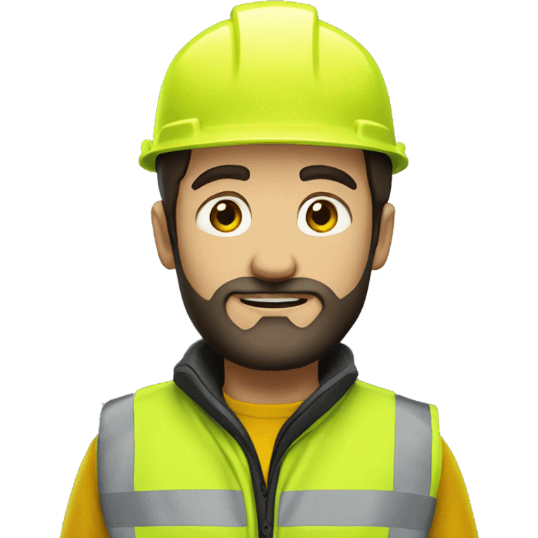 man with dark hair and beard and yellow hi vis vest emoji