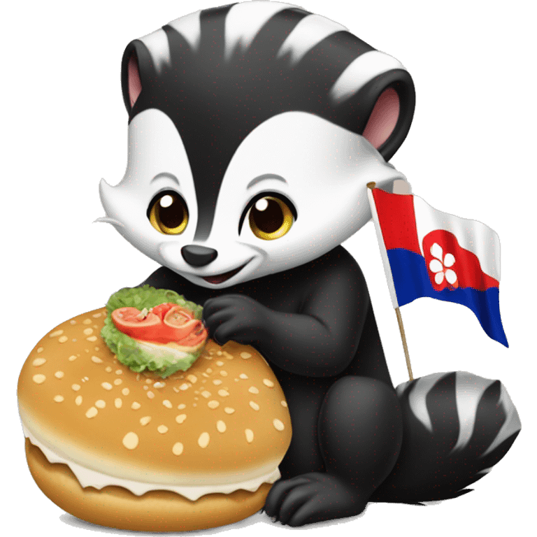 Skunk eating a kbab with a taiwanese flag emoji