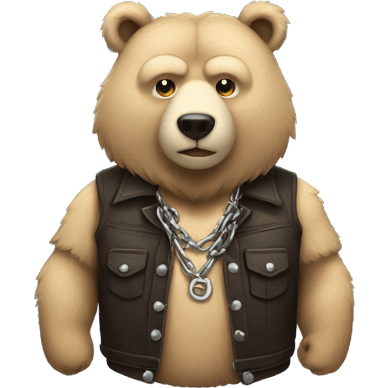 bear wearing a leather vest and thick chain emoji