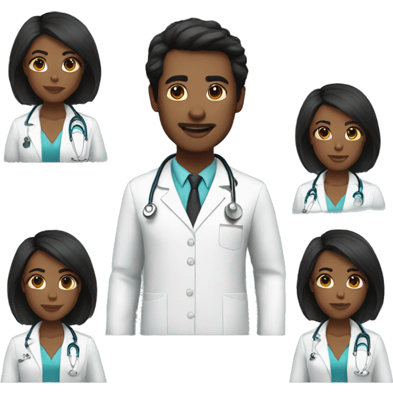 black hair doctor emoji