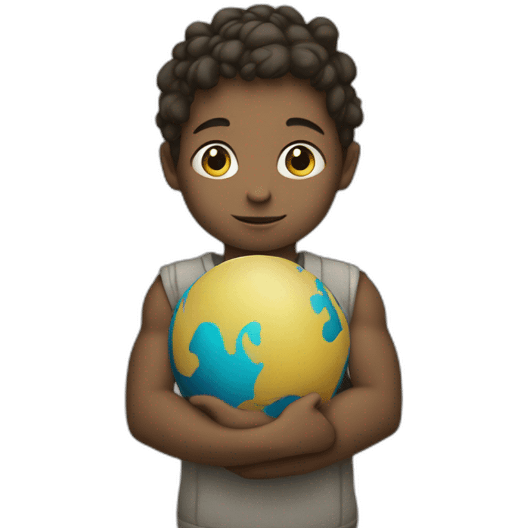 A child holding the weight of the world emoji