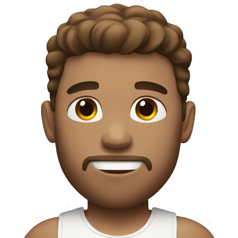 White skin brown hair Guy doing workout  emoji