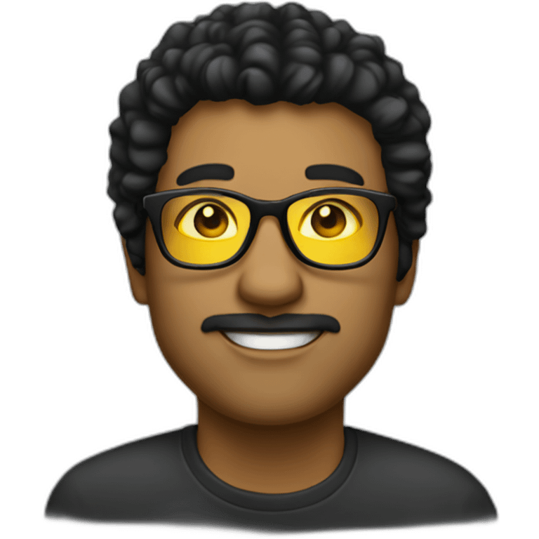 white entreprenuer with yellow tinted glasses and combed black hair emoji