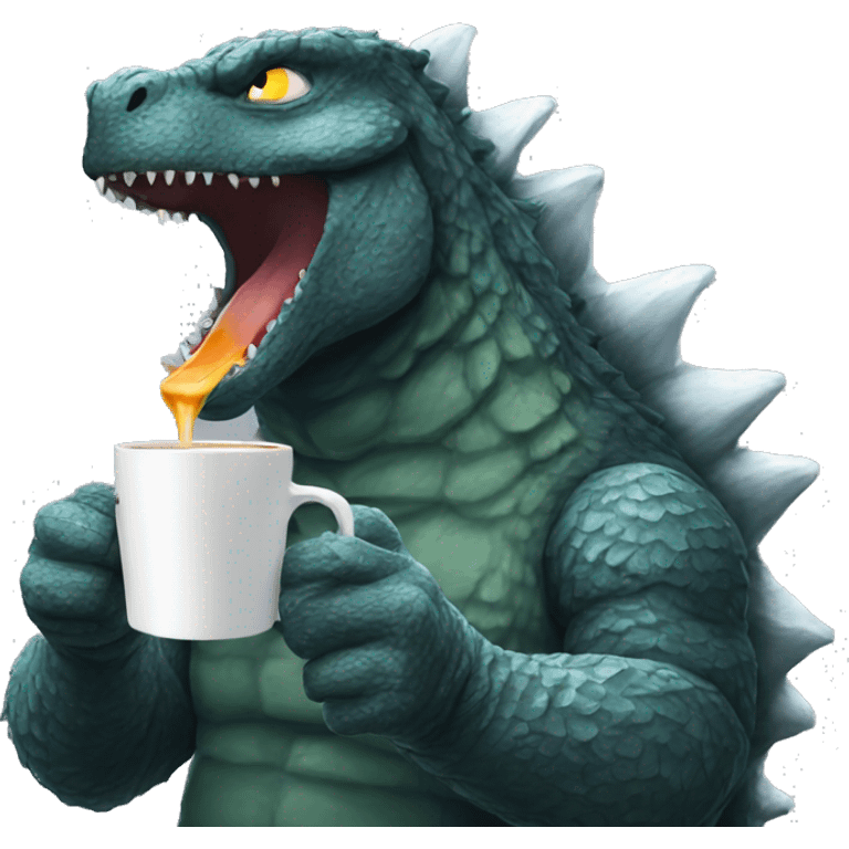 Godzilla drinking tea emoji