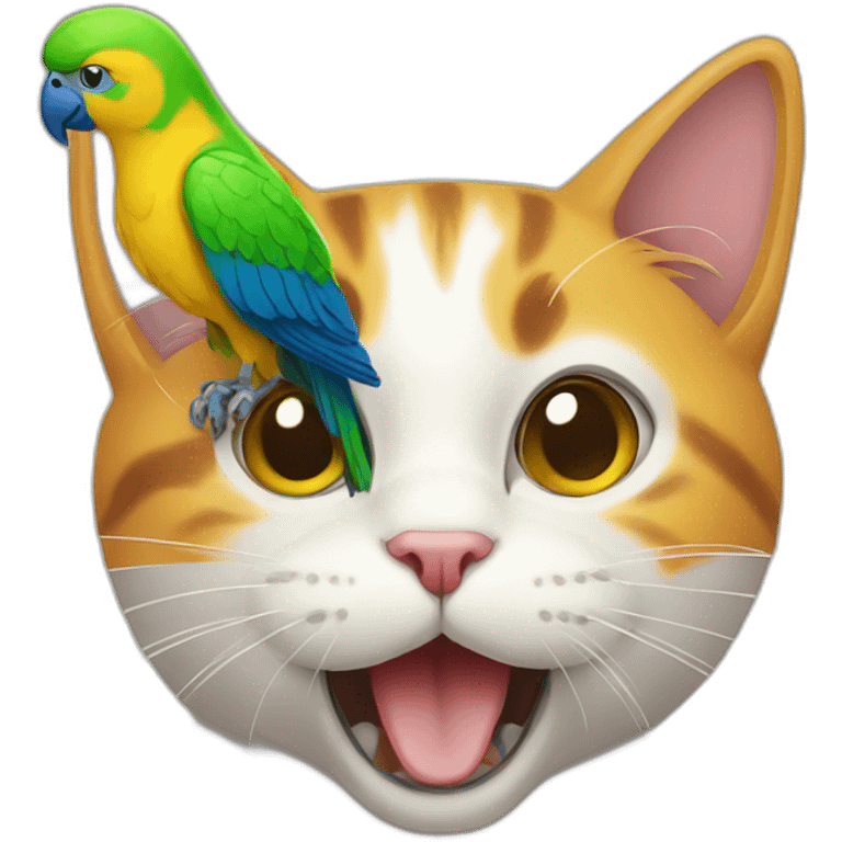 cat with a parrot emoji