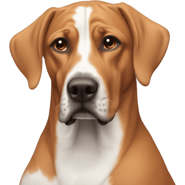 white male with long rainbow colored hair alongside a brown rhodesian ridgeback emoji