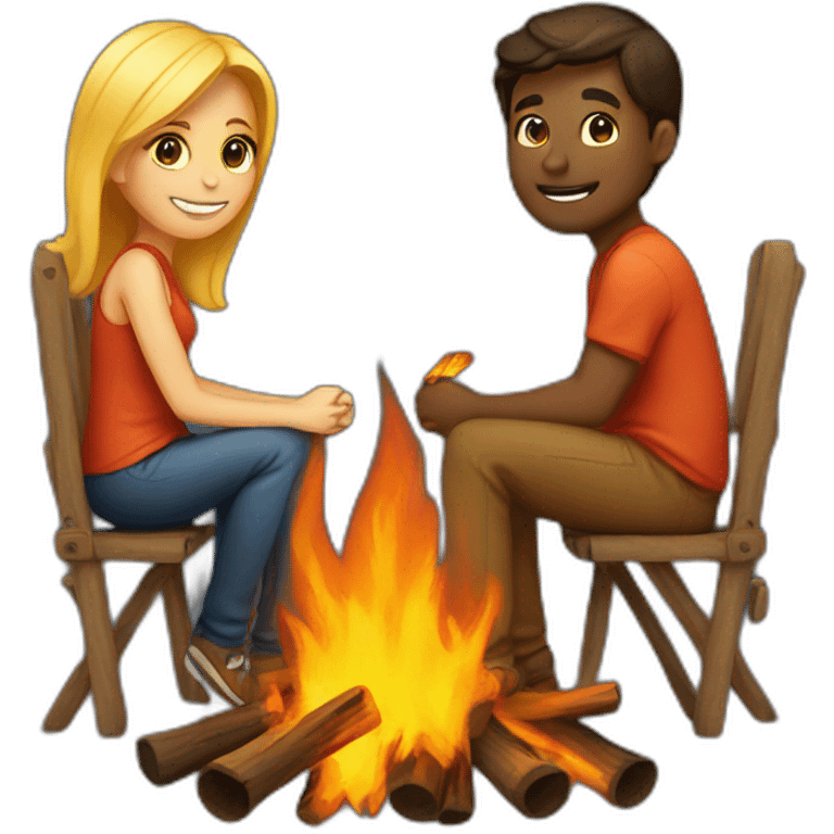 Couple at bonfire emoji