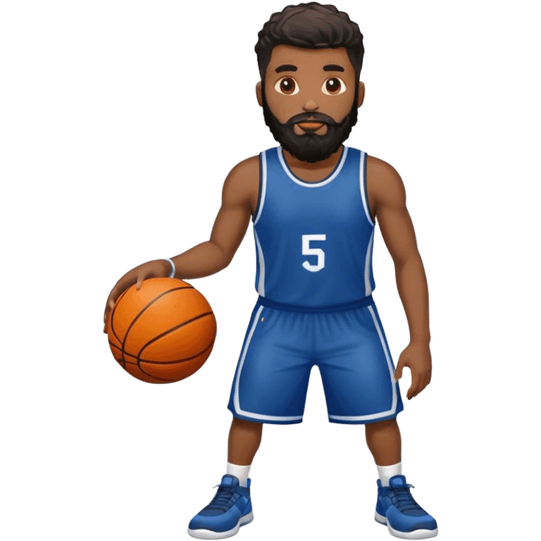 Black man with waves and beard holding basketball  emoji