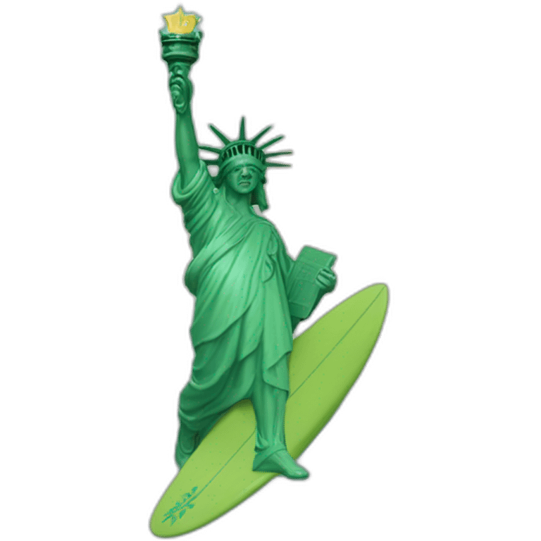 statue of liberty surfer on wave emoji