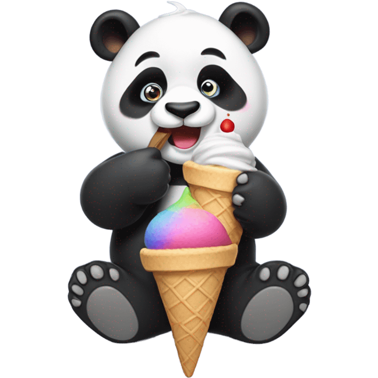 Panda eating ice cream emoji