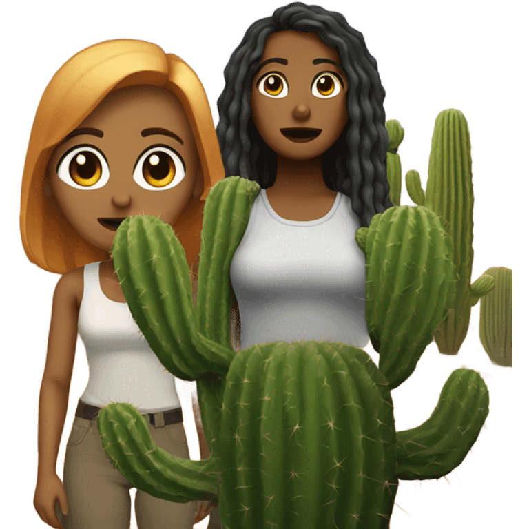 Brutally massive women by a cactus emoji