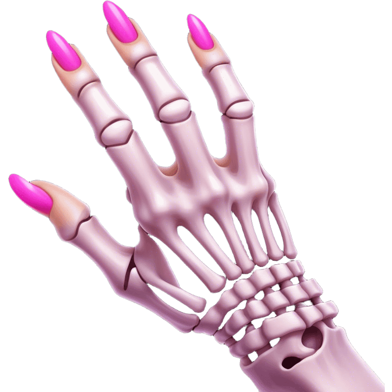 skeleton hand with long pink nails emoji