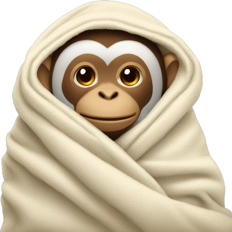 Monkey covered in a cozy blanket  emoji