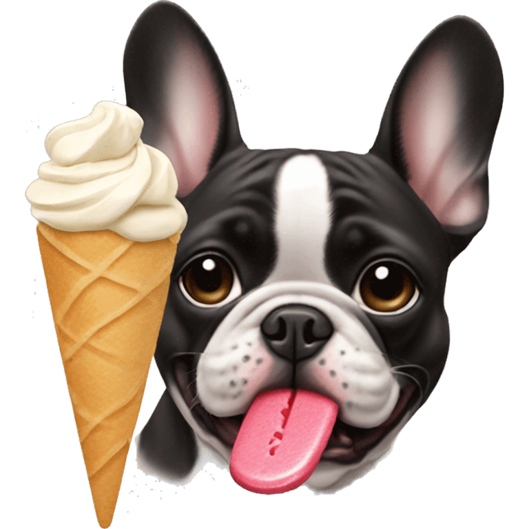 French bulldog eating icecream  emoji