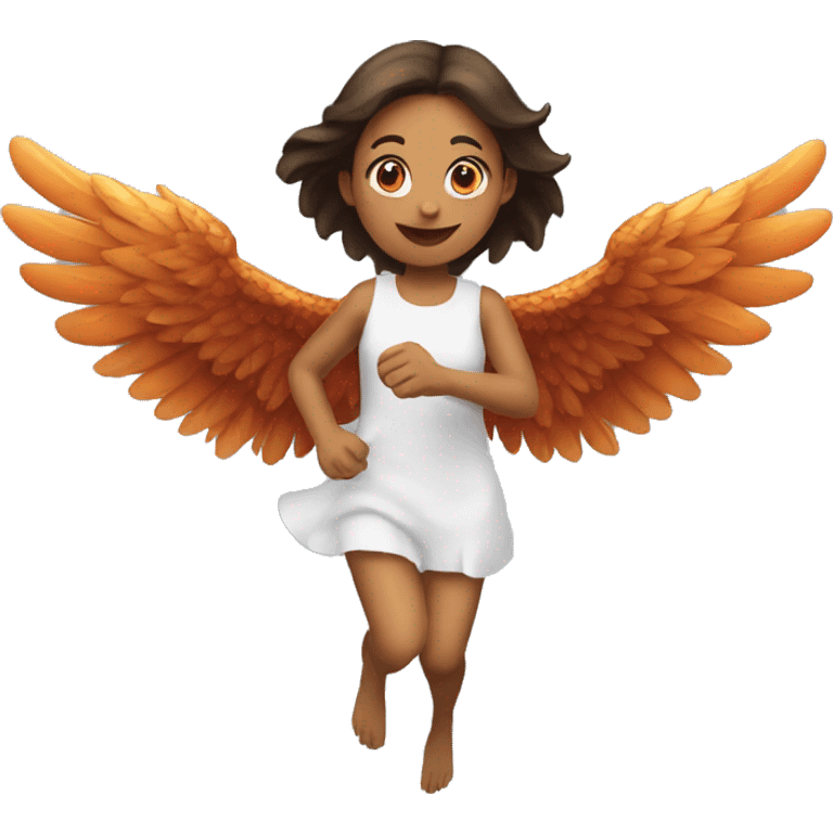 a girl flying with two bbq chicken wings on her back emoji