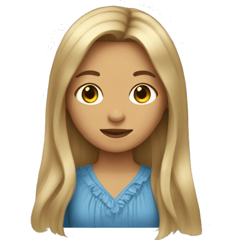 Girl with long dark blond hair and curtain bangs  emoji