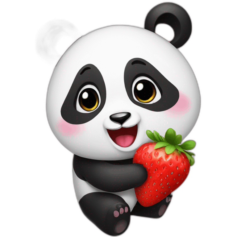 Panda + straberry love  emoji