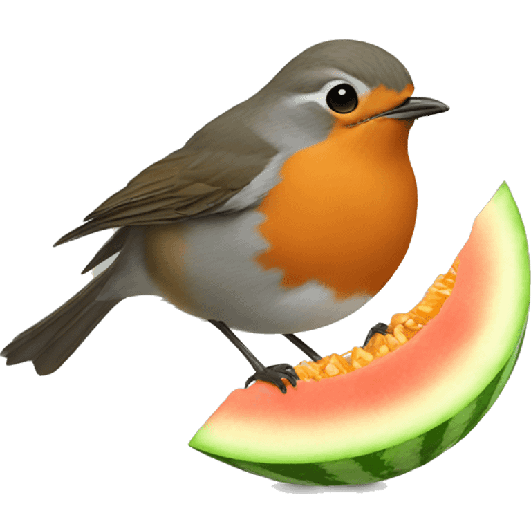 Robin eating melon emoji