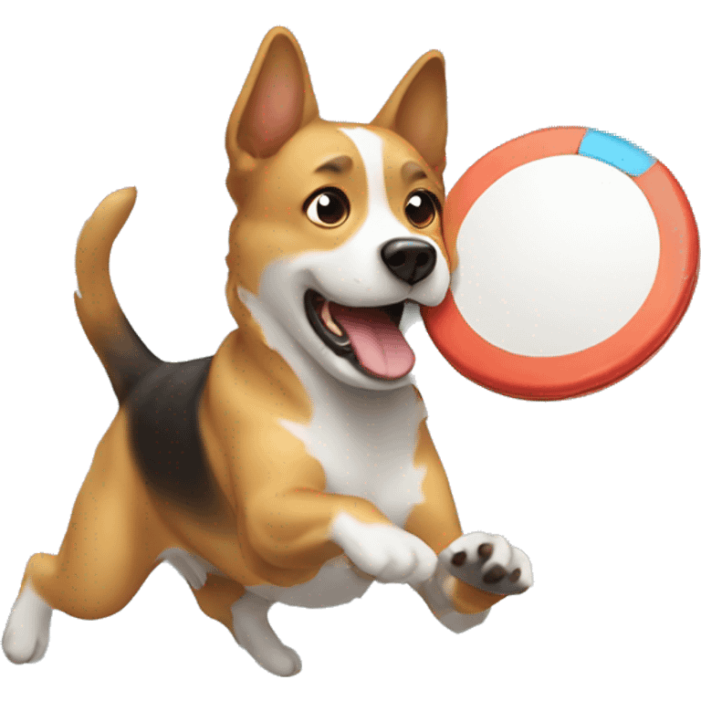 Dog catching a frisbee emoji