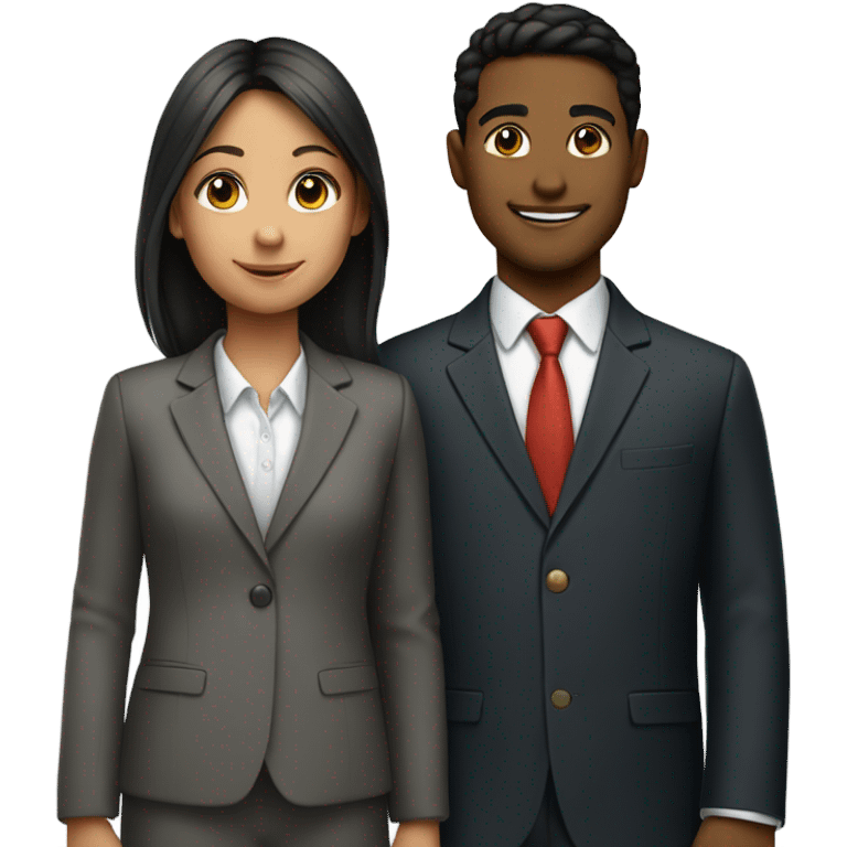 smiling girl with boy in suit emoji