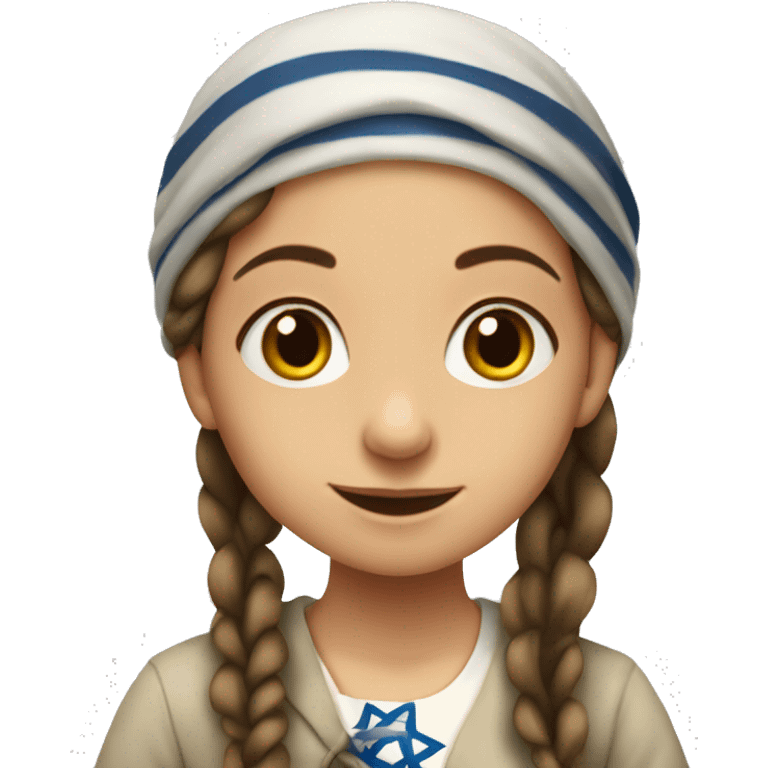 Jewish girl in shtetl with long braid and bandana  emoji