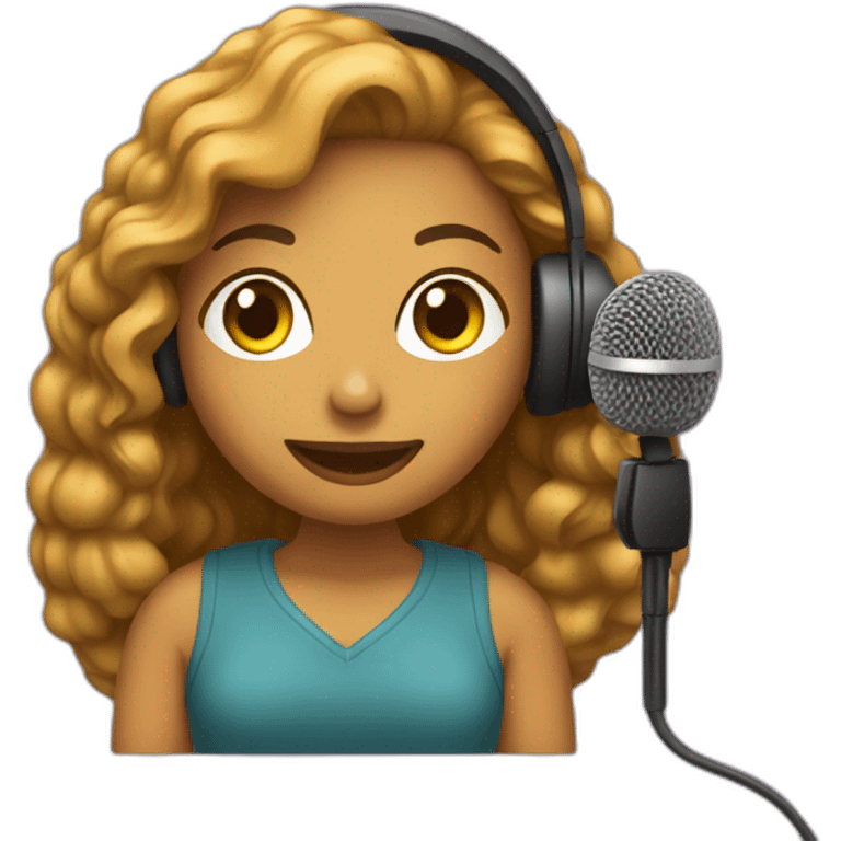 MULHER LOIRA COM MICROFONE DE PODCAST emoji