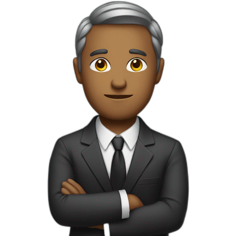 a man in a suit with crossed arms and wings emoji