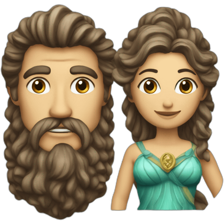 Couple poseidon (trident) et sirène emoji