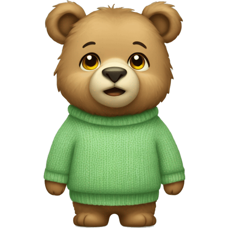 Cute bear wearing soft green sweater emoji