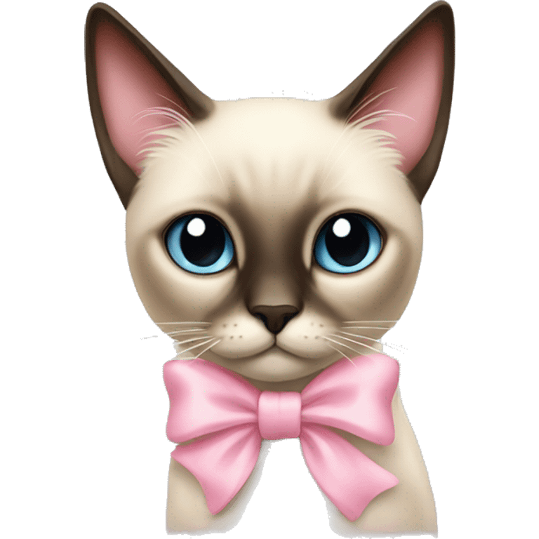 Long haired Siamese cat with pastel pink bow emoji