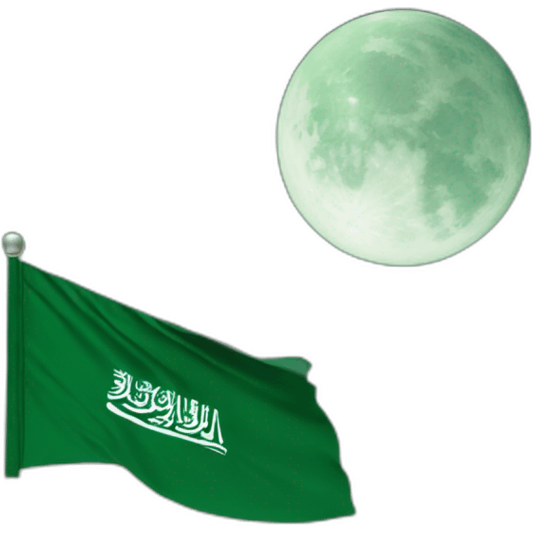 waving the Saudi flag on the moon emoji