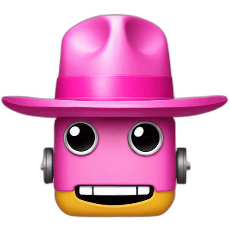 Square robot head wearing a pink sombrero emoji