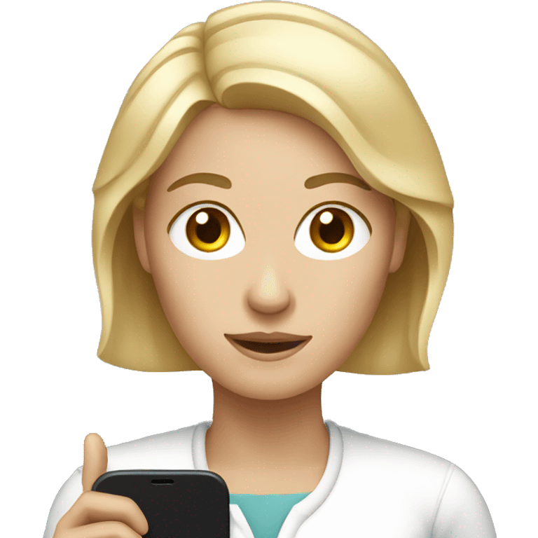 white woman showing phone emoji